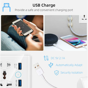 批发玻璃面板通用插座定时器遥控墙图雅WiFi USB 5孔BLE智能插座 - Product Image 6