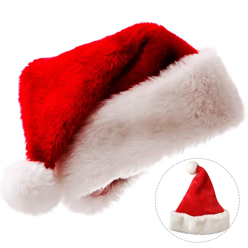 Custom size new year hat santa claus hat good quality christmas cap plush christmas hat for adults children