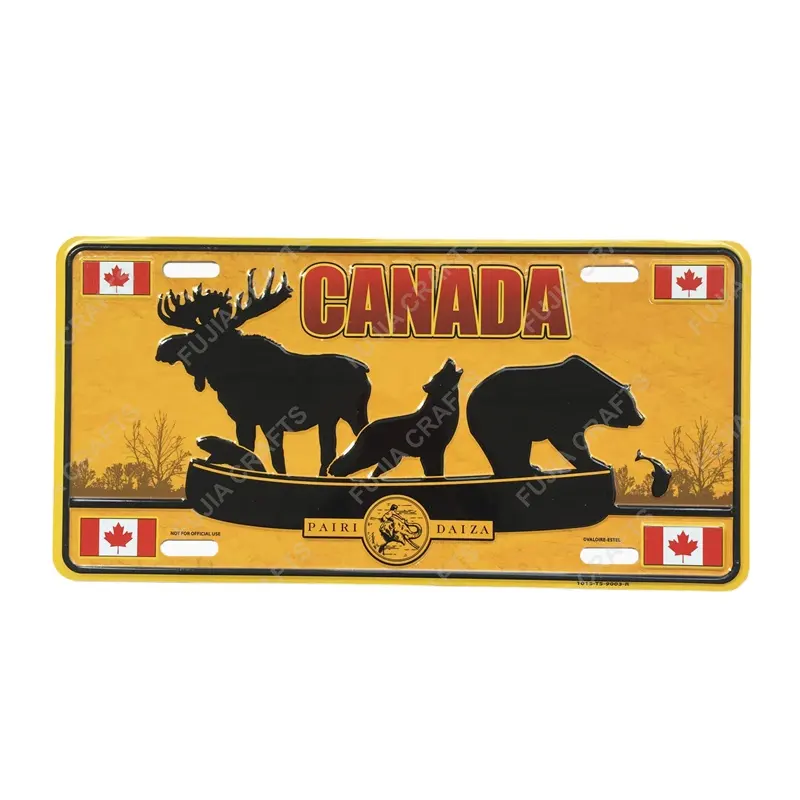 Canadá placa de licença personalizada para decoração, melhor qualidade em metal em relevo placa de alumínio do carro