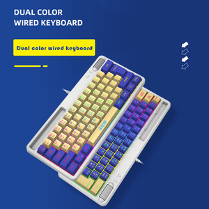 คีย์บอร์ดแบบมีสายให้ความรู้สึกแบบกลไกคีย์บอร์ดสำหรับเล่นเกม RGB ขนาดกะทัดรัดคีย์บอร์ด61ปุ่มพร้อมสวิตช์สีแดงปุ่มปุ่มมัลติมีเดีย - Product Image 2