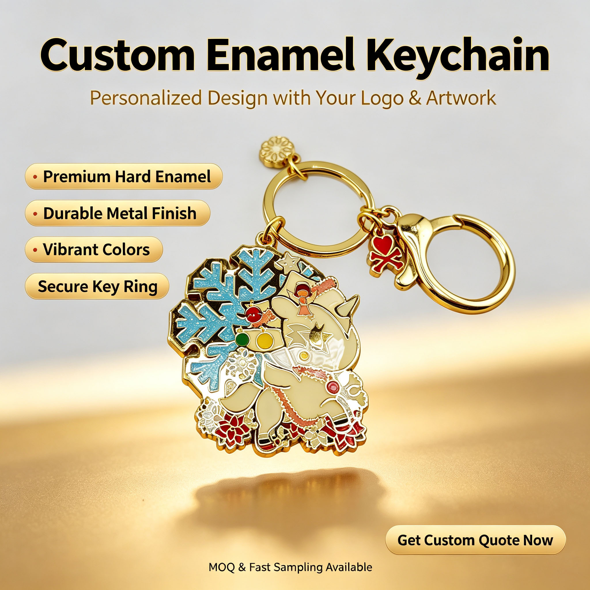 Custom Enamel Christmas Keychain Vibrant Color Holiday Gift