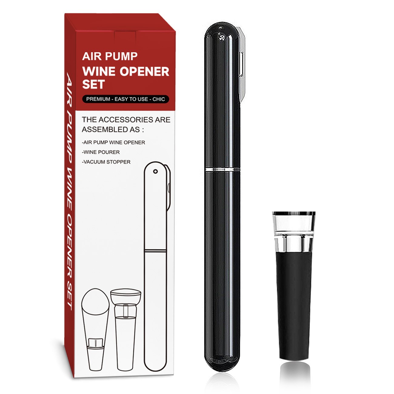 Ensemble 2 pièces-bouteille en forme de stylo noir