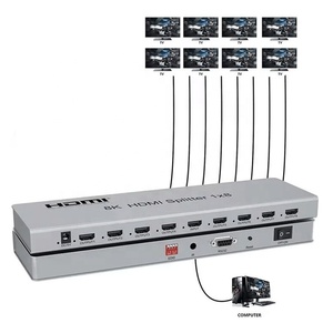 Xput alta calidad 8K 60Hz 4K 120Hz 1 a 8 HDMI Splitter 1 en 8 salidas UHD Edid 8Way HDMI Splitter 1x8 1 entrada 8 salida
