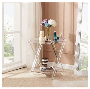 Gấp 2-Tier <span class=keywords><strong>Acrylic</strong></span> đồ nội thất Khay bảng với 2 lưu trữ khay lucite bên bàn cà phê OEM dịch vụ hiện đại đương đại - Product Image 5
