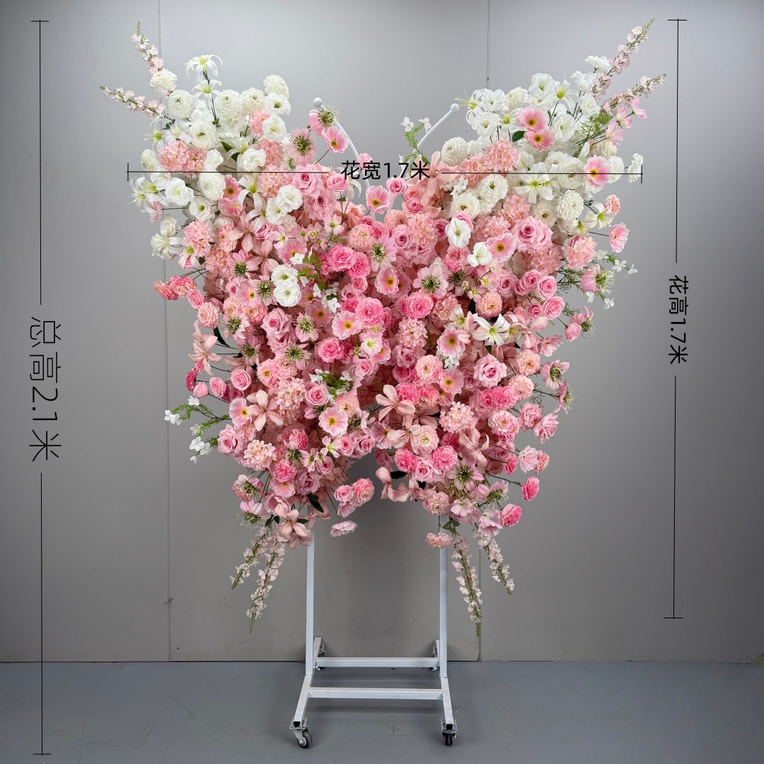 Pink butterfly floral swivel caster stand
