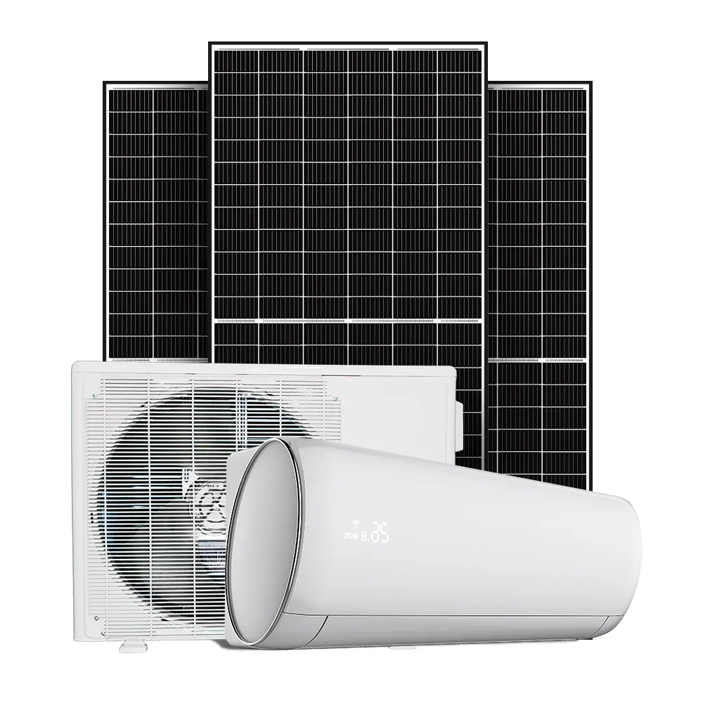 Fonte de ar condicionado para escola, fonte direta 20 seer 100% dc inversor mini dividido alimentado por energia solar para quarto