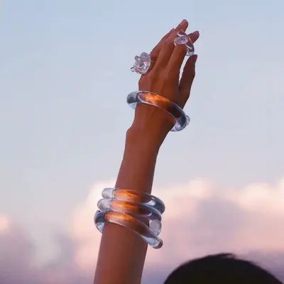 LUOXIN INS estate trasparente donna croce braccialetti colorati in resina acrilica trasparente