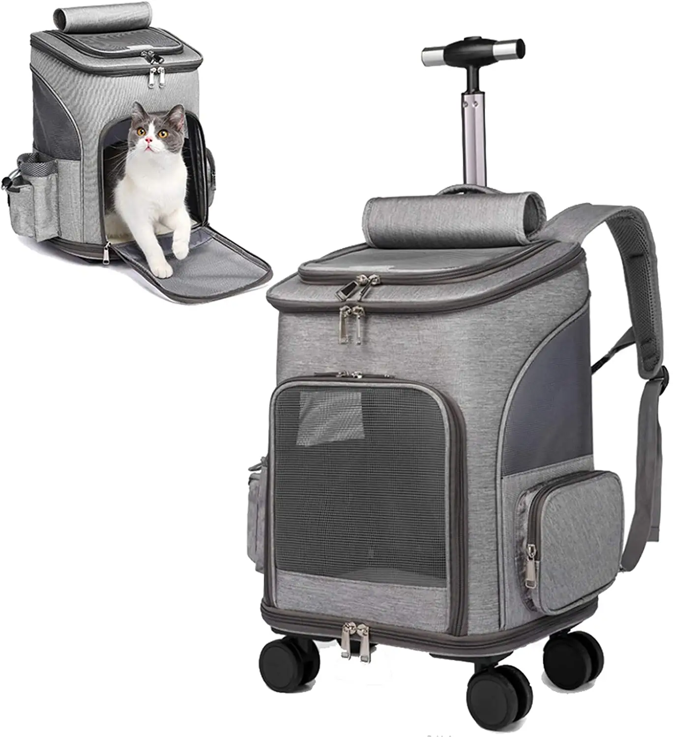 Ücretsiz örnek tekerlekli evcil hayvan taşıyıcı sırt çantası evcil hayvan arabası seyahat taşıyıcısı araba koltuğu köpekler kediler yavru konfor kedi sırt çantası