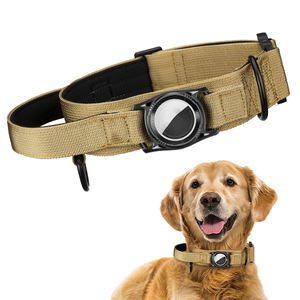 Neueste neue Hunde halsband mit Tracker Halter Abdeckung Nylon verstellbare Haustier Anti-Lost Hunde halsband für Airtag Tactical Hunde halsbänder - Product Image 4