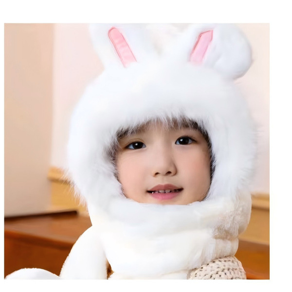 Chapeau oreilles de lapin pour enfants, blanc
