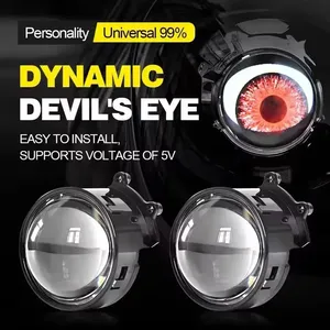 New Arrival Universal Headlight Universal Fog Light Dynamic Blink Devil Eyes 3.0 Inch <strong>Led</strong> Devil Eye <strong>Led</strong> Headlights Lens - Product Image 2