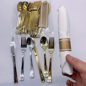 一次性黄金塑料银器餐具餐具 - Product Image 4