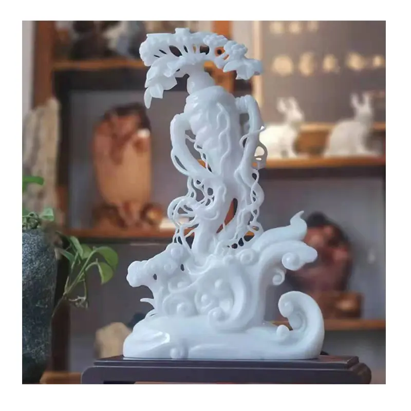 Natural White Jade Marble Estátua Home Decorativa Escultura Arte Moderna para Villa