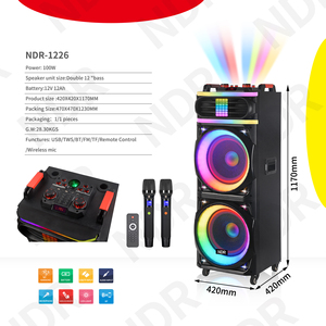 NDR-1226 Double 12 Inch Party Karaoke <strong>Speaker</strong> High Power BT Audio System with Microphone for Home <strong>Use</strong> Model New - Product Image 2