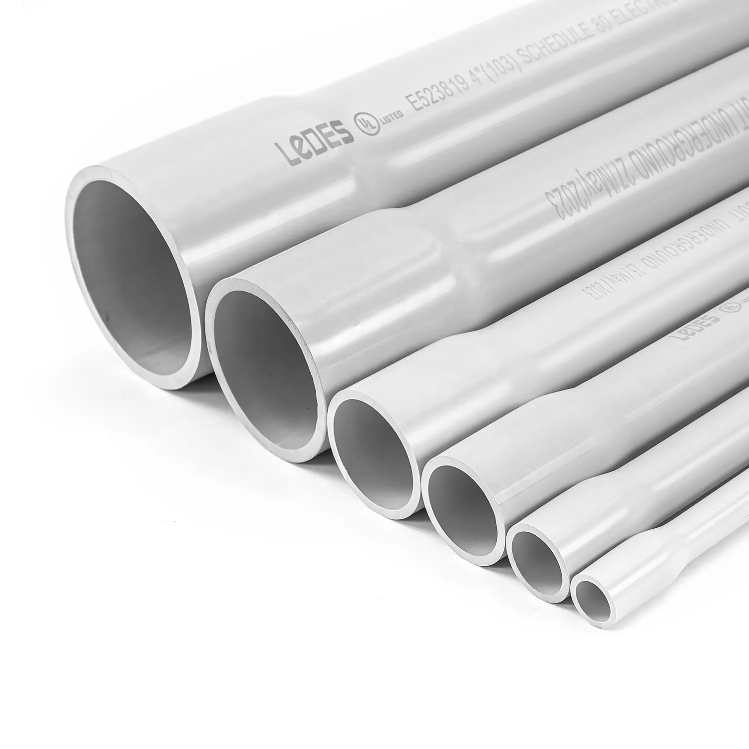 Ledes UL 651 ASTM 일정 40 pvc 파이프 2 3 4 6in 전기 도관 케이블 도관 PVC 파이프 공장