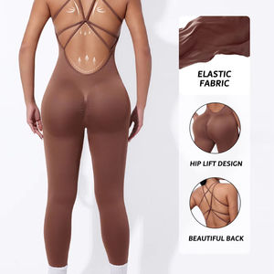 ชุดจั๊มสูทกีฬาเอวสูง ให้ความอบอุ่น ตัดเย็บสวยงาม เหมาะสำหรับออกกำลังกาย สีน้ำตาลเข้ม ชุดจั๊มสูทสำหรับวิ่งพักผ่อน - Product Image 2