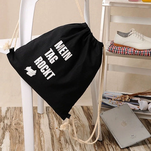 Paquete de saco de cuerda con dibujo profesional con logotipo Bolsas de cordón de lona de algodón Mochila de cuerda personalizada - Product Image 3