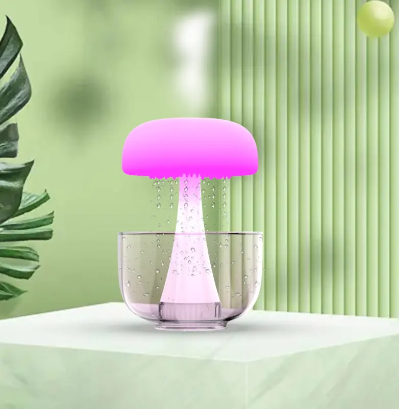 OEM lucu DIY bentuk ubur-ubur 7 warna hujan Drop Humidifier Difusor de aroma de aceite esencial untuk hadiah Hari Thanksgiving & Natal