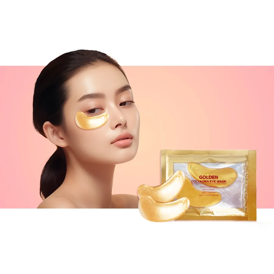 Mascarilla de colágeno para ojos, parche dorado para la frente, hidrogel antiarrugas, 24k