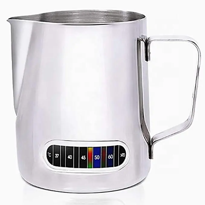 Пользовательские 600 мл 1000 мл эспрессо паром для бариста измерения набор для кофе из нержавеющей стали для вспенивания молока кувшин для воды с термометром