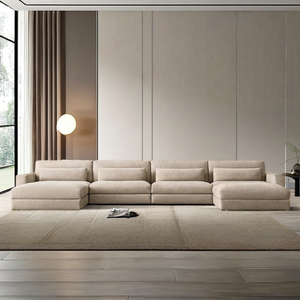 Furnitur Rumah Mewah Furnitur Ruang Tamu Gaya Antik <span class=keywords><strong>Sofa</strong></span> Kulit Modular Kulit Set <span class=keywords><strong>Sofa</strong></span> U-chaise Mebel Ruang Tamu - Product Image 1