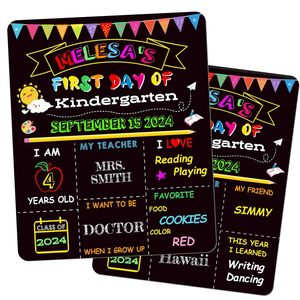 Hai mặt ngày đầu tiên và Ngày cuối cùng của trường bảng đen ký 12x10 inch bảng đen bằng gỗ có thể tái sử dụng cho trẻ em mẫu giáo - Product Image 1