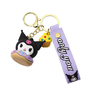 Mới Đến Kawaii Kim Loại Key Chủ Dễ Thương Sanrioed 3D Mềm Cao Su Donut Mặt Dây Chuyền Thời Trang Phim Hoạt Hình Xe Keychain Donut Giai Điệu - Product Image 2