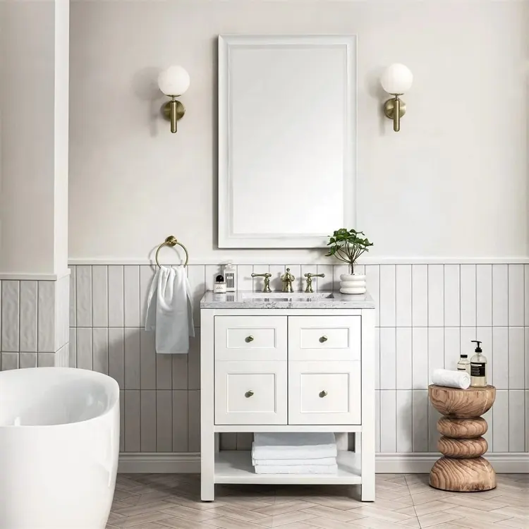 Modern bathroom vanities for small bathrooms with LED mirror wooden veneer high end vanity