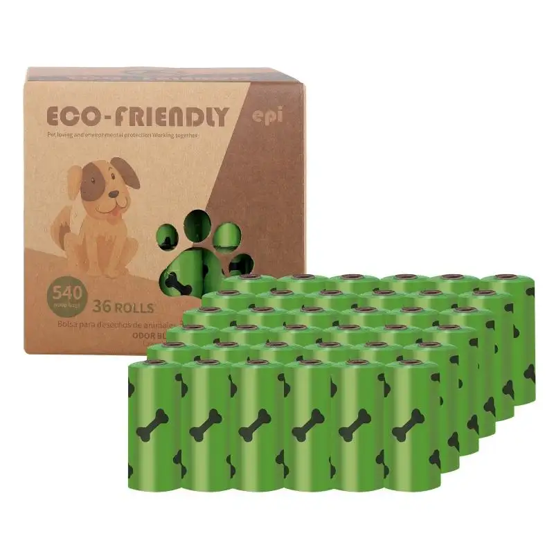 Ecológico de alta calidad logotipo personalizado impreso biodegradable bolsas de basura para perros al por mayor bolsa de caca de perro