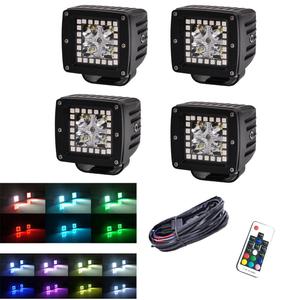 รีโมทคอนโทรล12W 3นิ้วรถ RGB Led 12V ไฟทำงาน10สีทึบ72โหมดกระพริบ - Product Image 1