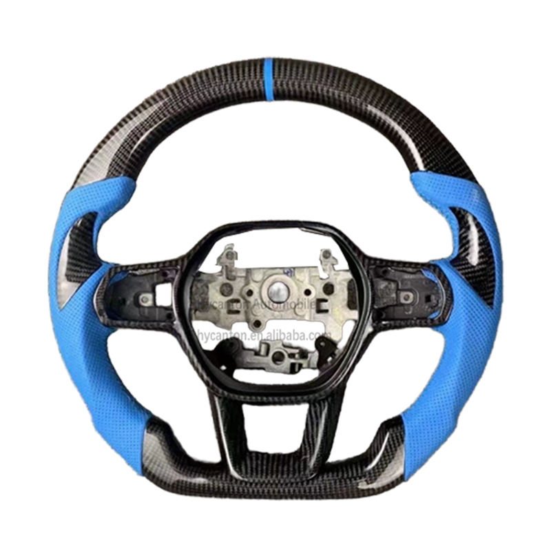 Blue alignment mark+carbon fiber+blue perforated leather