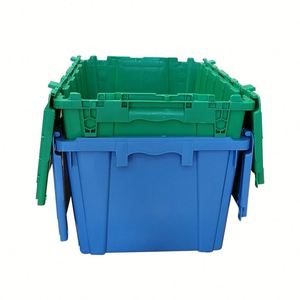Contenedores de tapa adjunta de almacenamiento de plástico Caja móvil logística de anidamiento resistente - Product Image 2