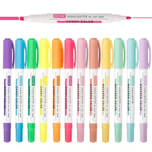 Evidenziatore a doppia punta a 18 colori con scalpello e punta fine e inchiostro importato per la realizzazione di riviste fai-da-te - Product Image 1