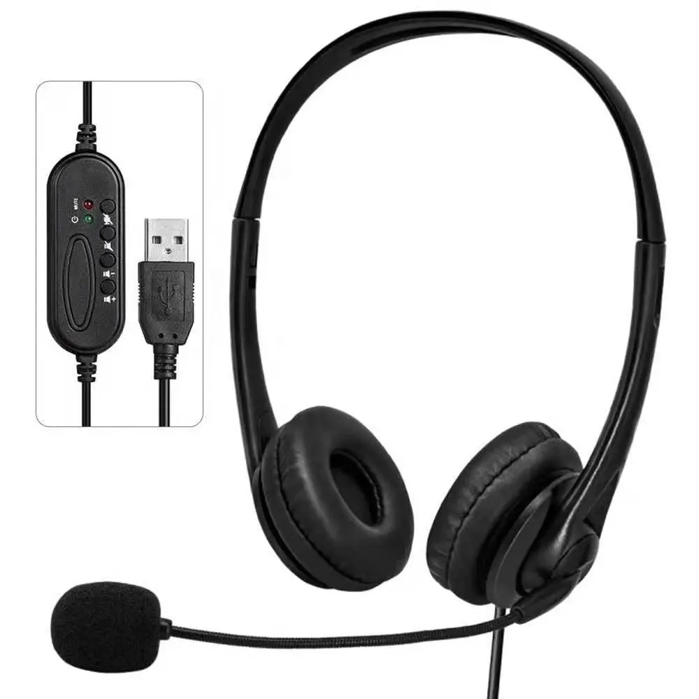 No.1 venda computador usb chamada centro headset com microfone e controle de volume