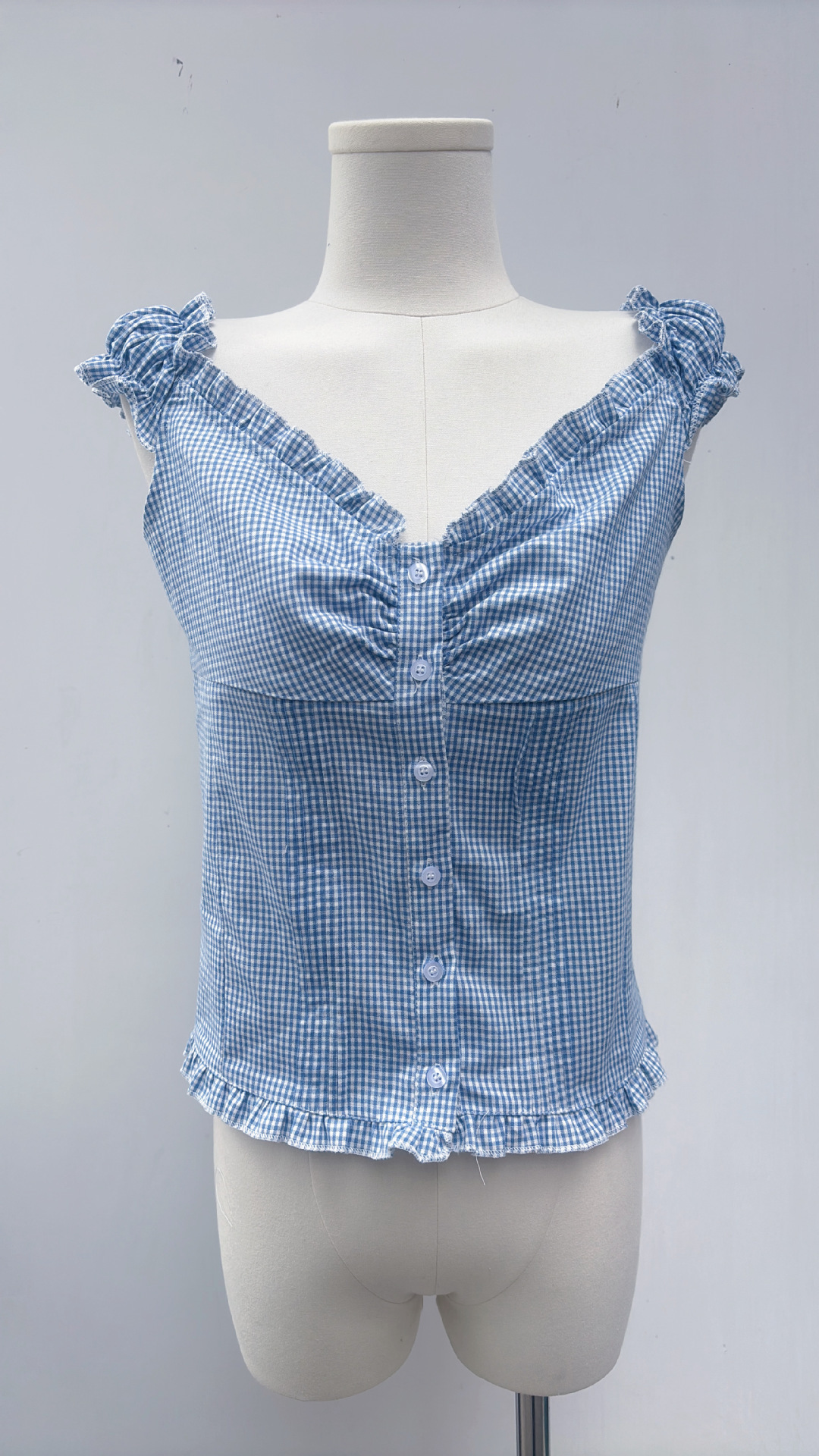 Camicia a maniche corte a quadri blu