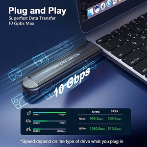 2 in <strong>1</strong> Type C USB M.2 Nvme SSD <strong>Enclosure</strong> 10Gbps High Speed Transmission SSD Hard Disk Box for Laptop