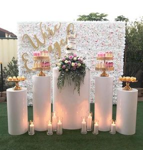 テーブルデザートテーブルケーキスタンド誕生日結婚披露宴イベント装飾装飾ラウンド背景ベース白いアクリルシリンダースタンド