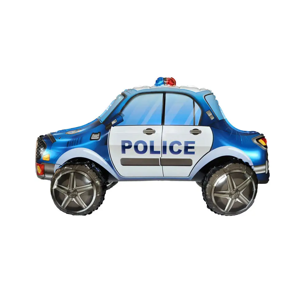 Balão de papel alumínio para decoração de festas de aniversário, carro de polícia 3D, conjunto de balões inflável para crianças