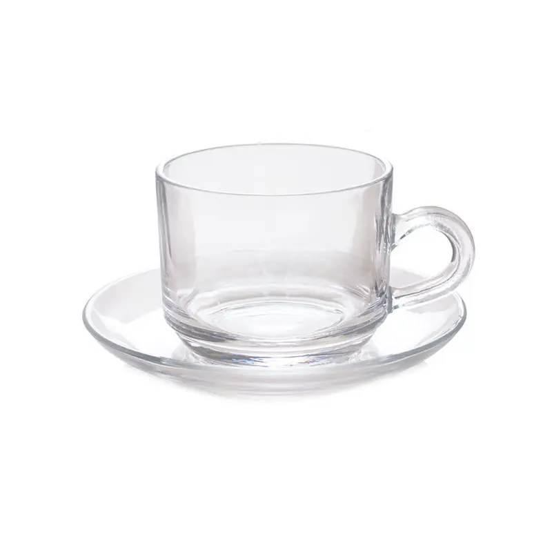6oz Glass Tea Coffee Cups and Saucers Sets