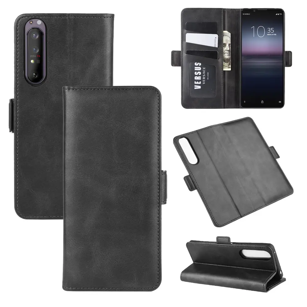 Capa traseira para celular sony xperia 1 mk ii, capa de couro para celulares capa flip de couro para celular,