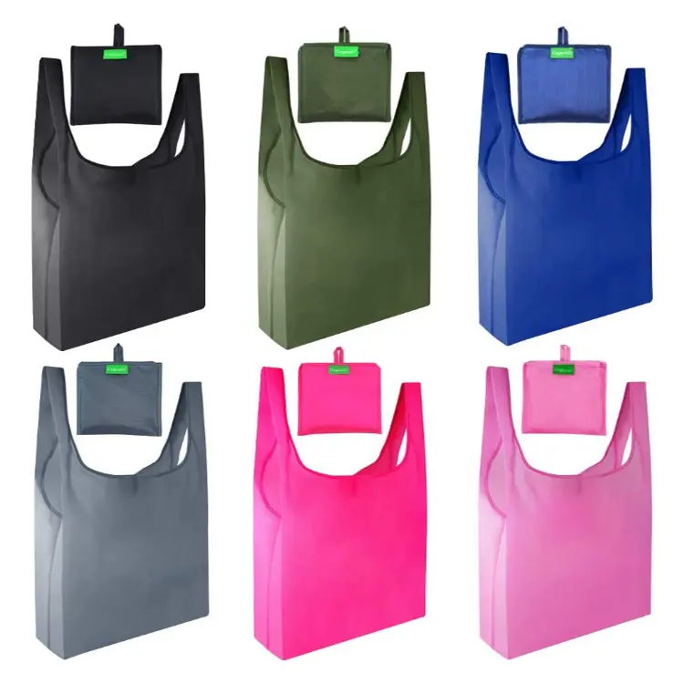 Custom Voeren Kleine Opvouwbare Pocket Tote Rpet Polyester Opvouwbare Boodschappentas Herbruikbare Tas