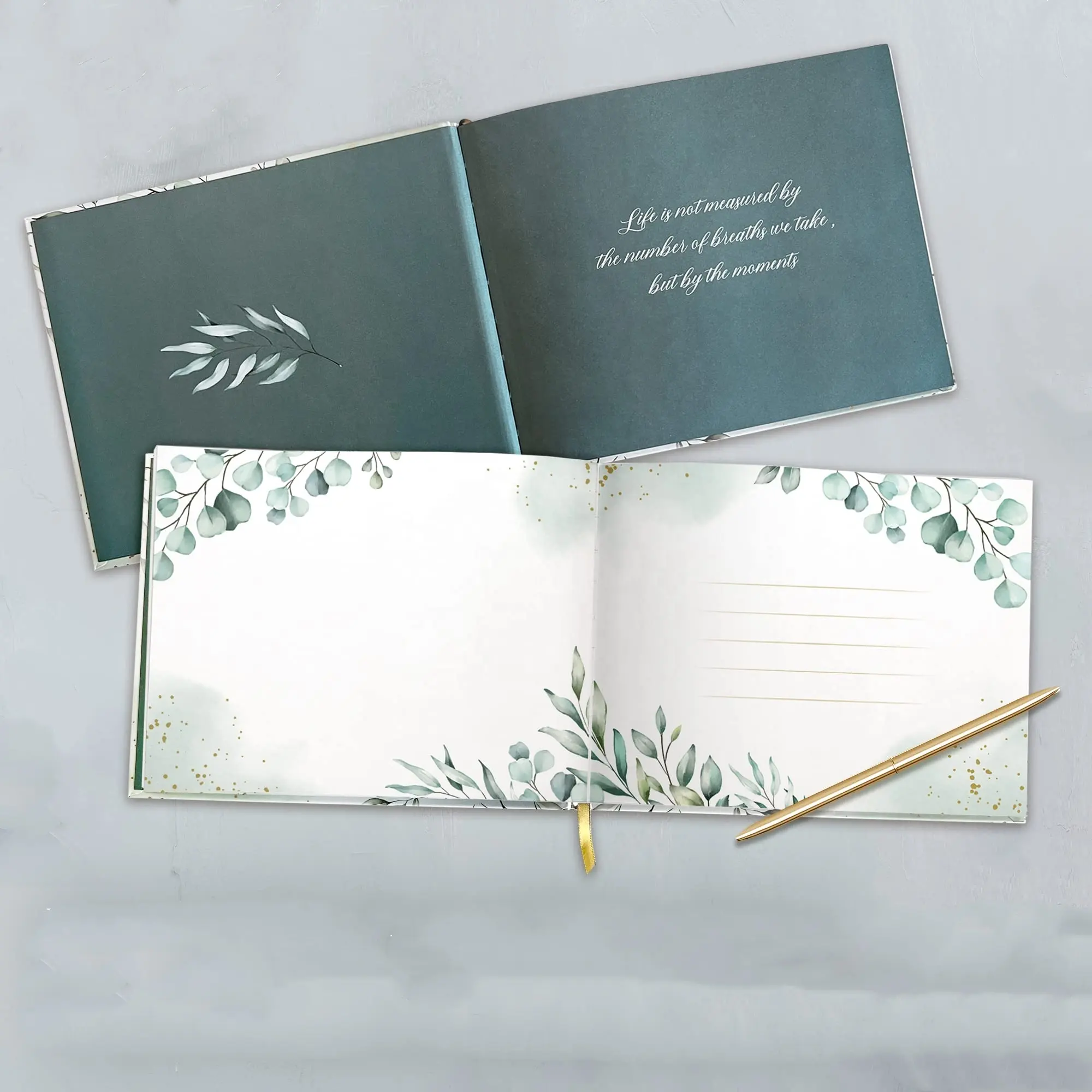Libro degli ospiti con firma di nozze con copertina rigida personalizzata per matrimonio con Set di penne e angoli per foto