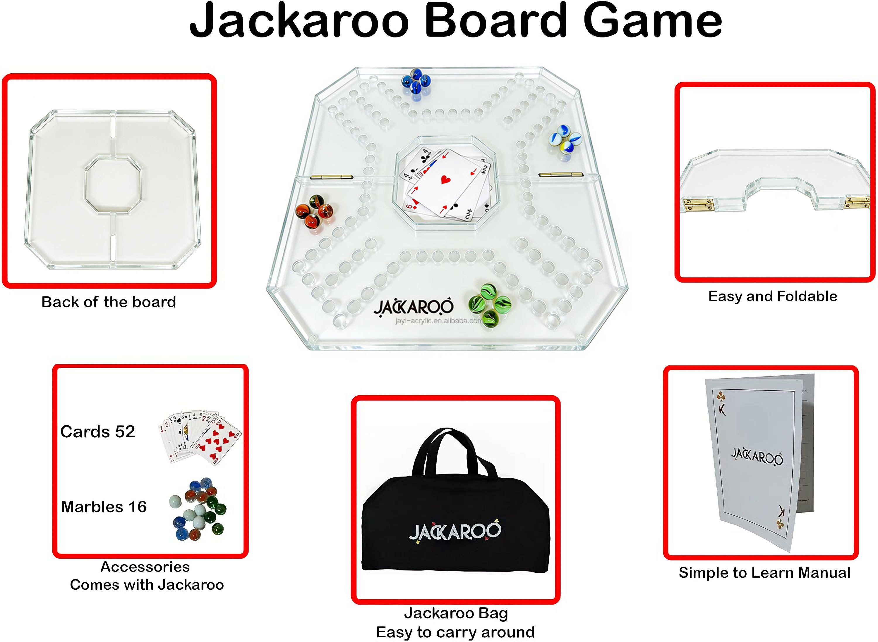 Juego de mesa Jackaroo plegable de acrílico