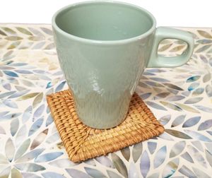 6包编织杯垫套装饮料复古杯垫桌垫方形藤条装饰杯垫茶几 - Product Image 2