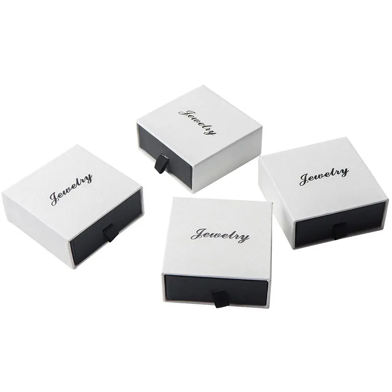 Caixa de embalagens de papel de cartão de presente, caixa de joias com logotipo personalizado com série de gavetas