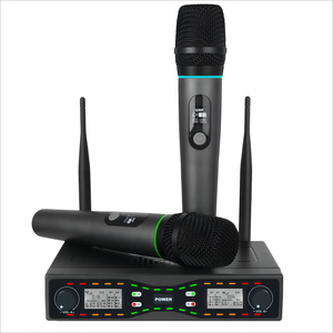 Demao 2 canales sistema de micrófono inalámbrico de mano Volumen de frecuencia ajustable para Videoke Karaoke puesta en escena - Product Image 1