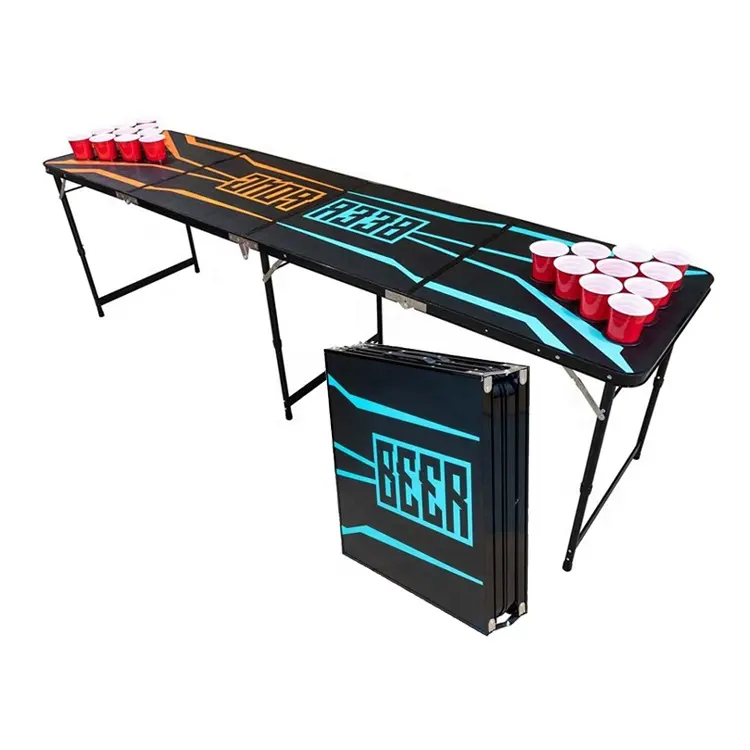 Jogo engraçado beerpong beer pong mesa mesa mesa dobrável com furos logotipo personalizado com furos para jogos de beber