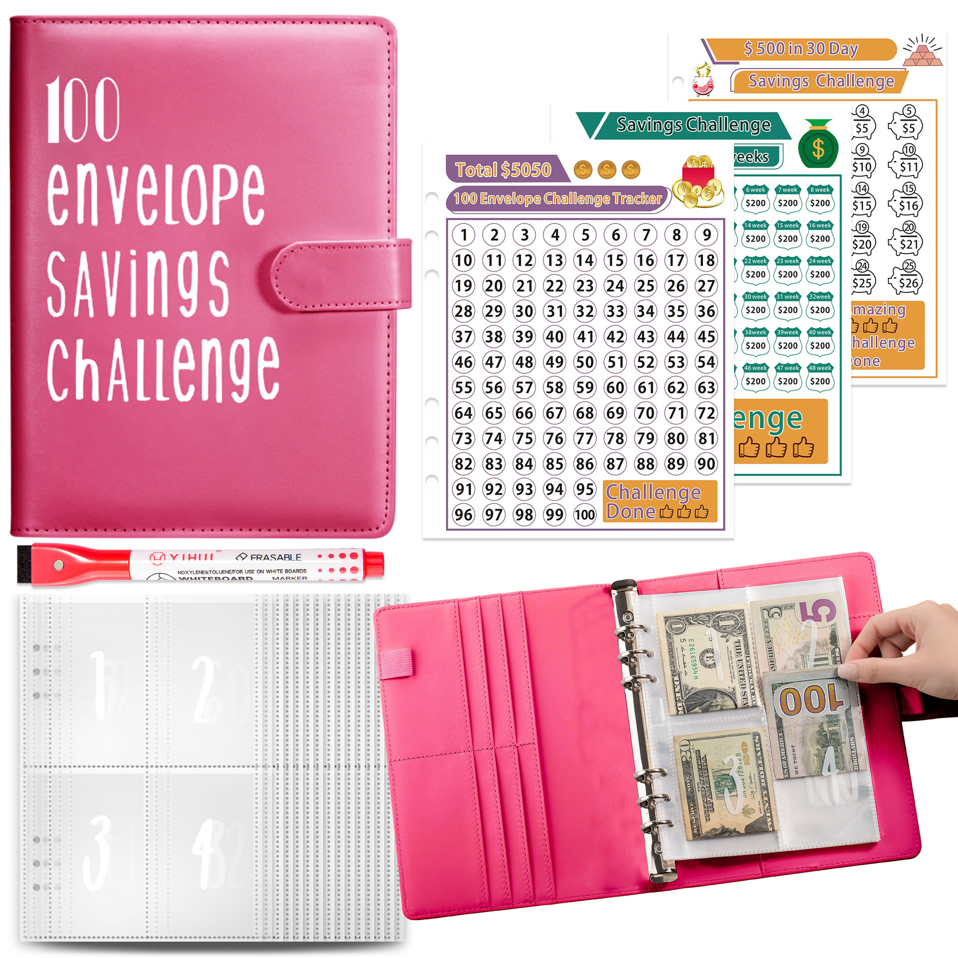 Classeur magnétique A5 rose