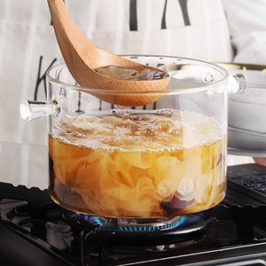 Wholesale Large Capacity Transparent Double Ear Glass <strong>Pot</strong> With Open Fire Stew <strong>Pot</strong>