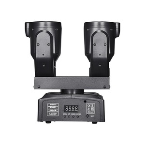 ไฟ LEDKTV แบบสองหัวขนาดเล็ก พร้อมตัวส่งแสง RGBW ลำแสงเลเซอร์แบบหมุนได้ สร้างบรรยากาศ <span class=keywords><strong>DMX512</strong></span> ควบคุมด้วยเสียงและรีโมท - Product Image 2